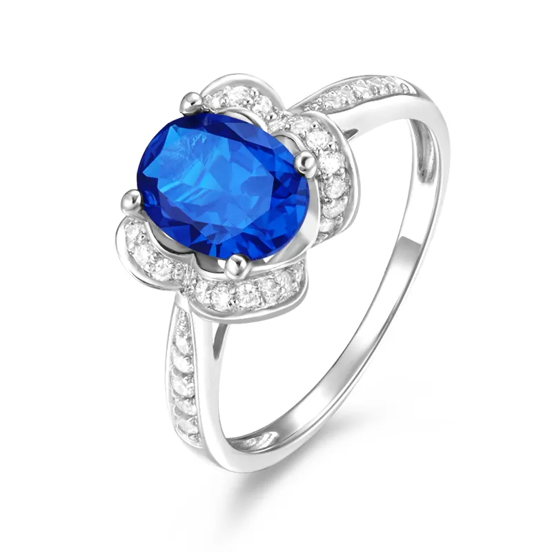 Close Ring Blue Color Fashion Jewelry Gemstone Rings Silver Color Blue Alloy Sapphire Zircon Diamond Engagement for Women Deep