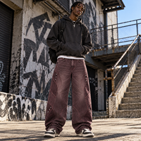 Jeans Baggy Personnalisés pour Hommes, Coupe Large, Effet Délavé, Panneaux Patchwork, Cloutés, Style Vintage Streetwear, Pantalons en Denim, Vente en Gros B2B OEM