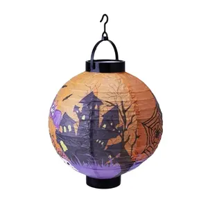 Halloween Pumpkin Paper Lantern Haunted House Venue Layout Props Hand Lamp Hanging Luminous Lantern