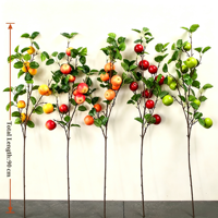 Branche de pomme rouge artificielle de 90 cm, tige de pomme artificielle avec feuilles vertes pour la décoration de la maison, du vase, des mariages, de Thanksgiving et de la ferme
