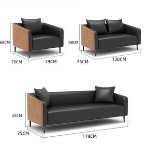 Acentos de madera tapizados en cuero personalizar 1 2 3 plazas Oficina Ejecutiva moderna recepción sofá conjunto muebles para sala de espera - Product Image 6