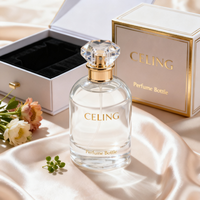 Flacon de parfum noir mat haut de gamme de luxe 50 ml, flacon de parfum 30 ml 100 ml, flacon vaporisateur de parfum vide en verre avec couvercle et boîte