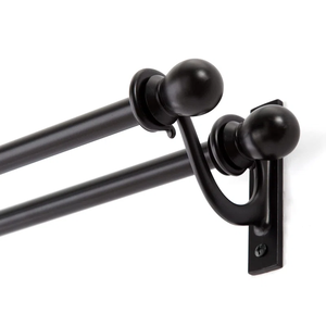 Tringles à rideaux doubles fixées au mur Tringles à rideaux extra larges extensibles pour les grandes fenêtres Ensemble de tringles à rideaux doubles occultantes thermiques - Product Image 1