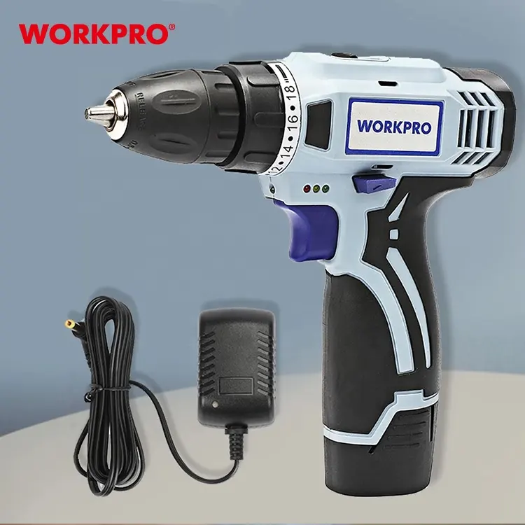 WORKPRO 12V Cordless Drill Electric Screwdriver Mini Wireless Power Driver DC Lithium-Ion Battery 3/8-Inch 2-Speed Cordless Dril