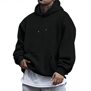 Sudadera con Capucha Negra de Poliéster para Hombre con Estampado Gráfico de Cruz Blanca, Ropa al por Mayor OEM ODM - Product Image 3