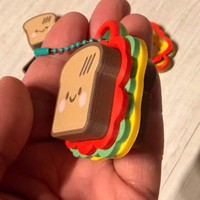 FUSEJOY3D Pendentif à pression en forme de bouton de jouet, série Miu, simulation d'impression 3D, motif pain grillé et sandwich mignon