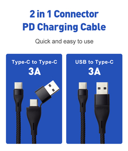Vente en gros Câble 2 en 1 120W USB A vers Type C IOS Affichage numérique Tressé Charge rapide Câble USB pour Samsung Xiaomi - Product Image 3