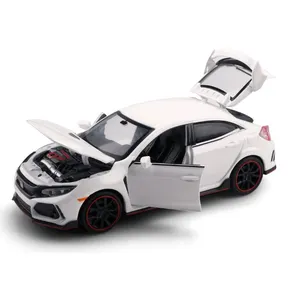 1:32 Civic Type R 4 color mix Sound And Light Pull Back metal car diecast toys model car