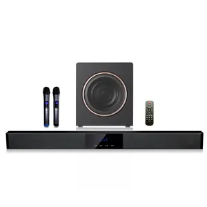 Soundbar טלוויזיה אלחוטי קול בר בית תיאטרון סראונד רמקול מערכת עם שני מיקרופונים