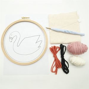 Kit de broderie au punch-needle Swan, avec cerceau en bois - Product Image 6