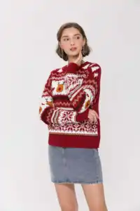 Motif de haute qualité pull moche femmes tricoté dames hiver vacances col rond tricot modèles Couple pull de noël