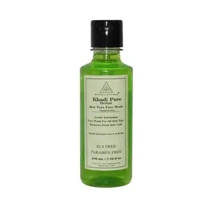 KHADI PURE HERBAL ALOEVERA FACE WASH SLS-PARABEN FREE - 210MLL - herbal face wash - aloe vera face wash for soft skin