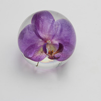 Artisanat en résine Globe à neige Boule de cristal en résine Sphère Arc-en-ciel Fleur de miel intégrée Boule en résine pour décoration de la maison Cadeau de Noël