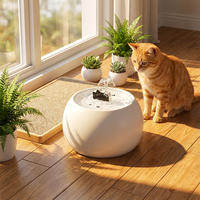Bebedero de Agua Automático para Mascotas, Diseño de Gatito, Cerámica, Dispensador de Agua para Perros y Gatos, Carga USB Inalámbrica, Flujo Silencioso