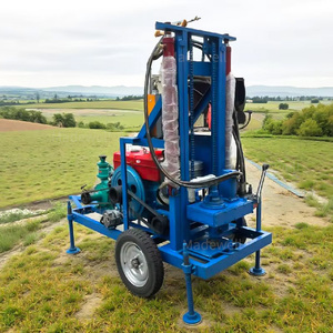 Mini-foreuse à eau bleue avec 3 roues et support de tuyaux pour l'extraction des eaux souterraines - Product Image 4