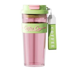 Vaso de Café de Tritán de 500 ml, Portátil con Correa para Viajes, Bebida de Verano - Product Image 4