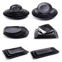 Ensemble d'assiettes en mélamine noir mat, plusieurs tailles de chargeur, vaisselle de Restaurant, offre spéciale