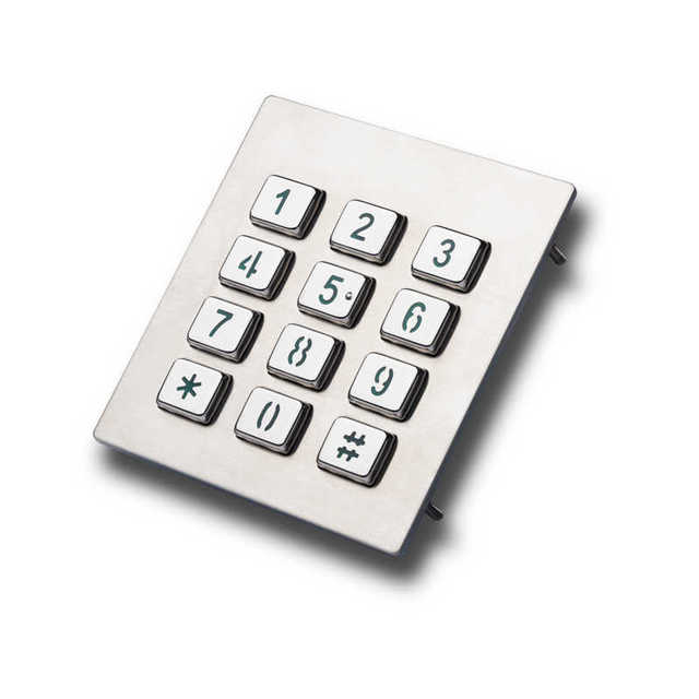 12-Key 3x4 Backlit #304 Stainless Steel IP54 IK07 Vandal Resistant CE/FCC Certified Customizable Layout Multi-Interface Keypad
