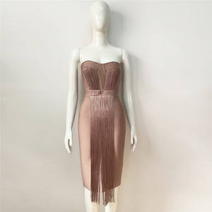 Nueva llegada de la moda vestidos con cuentas de diamantes de imitación Slim Fit Spaghetti Strap vestido sin mangas largo de fiesta Club vestido - Product Image 1