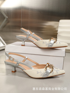 Sandali con <span class=keywords><strong>tacco</strong></span> alto da donna alla moda con comodi tacchi sottili e schiena bassa, <span class=keywords><strong>scarpe</strong></span> estive scavate - Product Image 6