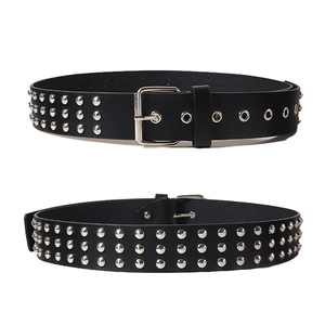 Cinturón Clásico Vintage <span class=keywords><strong>de</strong></span> Cuero PU Negro Estilo Punk <span class=keywords><strong>para</strong></span> Mujer, <span class=keywords><strong>Cinturones</strong></span> <span class=keywords><strong>de</strong></span> Moda Estilo Vaquero con Tachuelas y Remaches en Forma <span class=keywords><strong>de</strong></span> Estrella Cuadrada <span class=keywords><strong>para</strong></span> Hombre y Mujer - Product Image 5