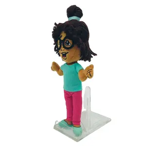 Personalizado Bonecas Pequenas Boneca De Pelúcia preto macio Brinquedos Dos Desenhos Animados Marrom De Pelúcia Macio africano crianças bonecas com Musical