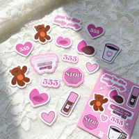 Pegatinas Personalizadas de Osito Rosa UV - Calcomanías Mate Irregulares para Decorar Diarios, Fundas de Teléfono y Botellas de Agua