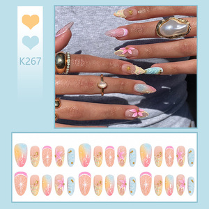 Suministro al por mayor <span class=keywords><strong>de</strong></span> <span class=keywords><strong>uñas</strong></span> postizas acrílicas <span class=keywords><strong>de</strong></span> lujo 3D con diseño <span class=keywords><strong>de</strong></span> flor y concha marina, <span class=keywords><strong>de</strong></span> alta calidad, gruesas, hechas a mano, puntas cortas cuadradas - Product Image 3