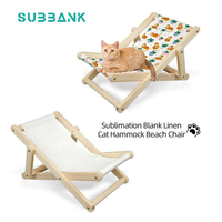 Subbank Lit pour animaux de compagnie en bois personnalisé, Nid en lin vierge pour sublimation, Démontable et lavable, pour chiens et chats, Impression offset, Portable, Classique