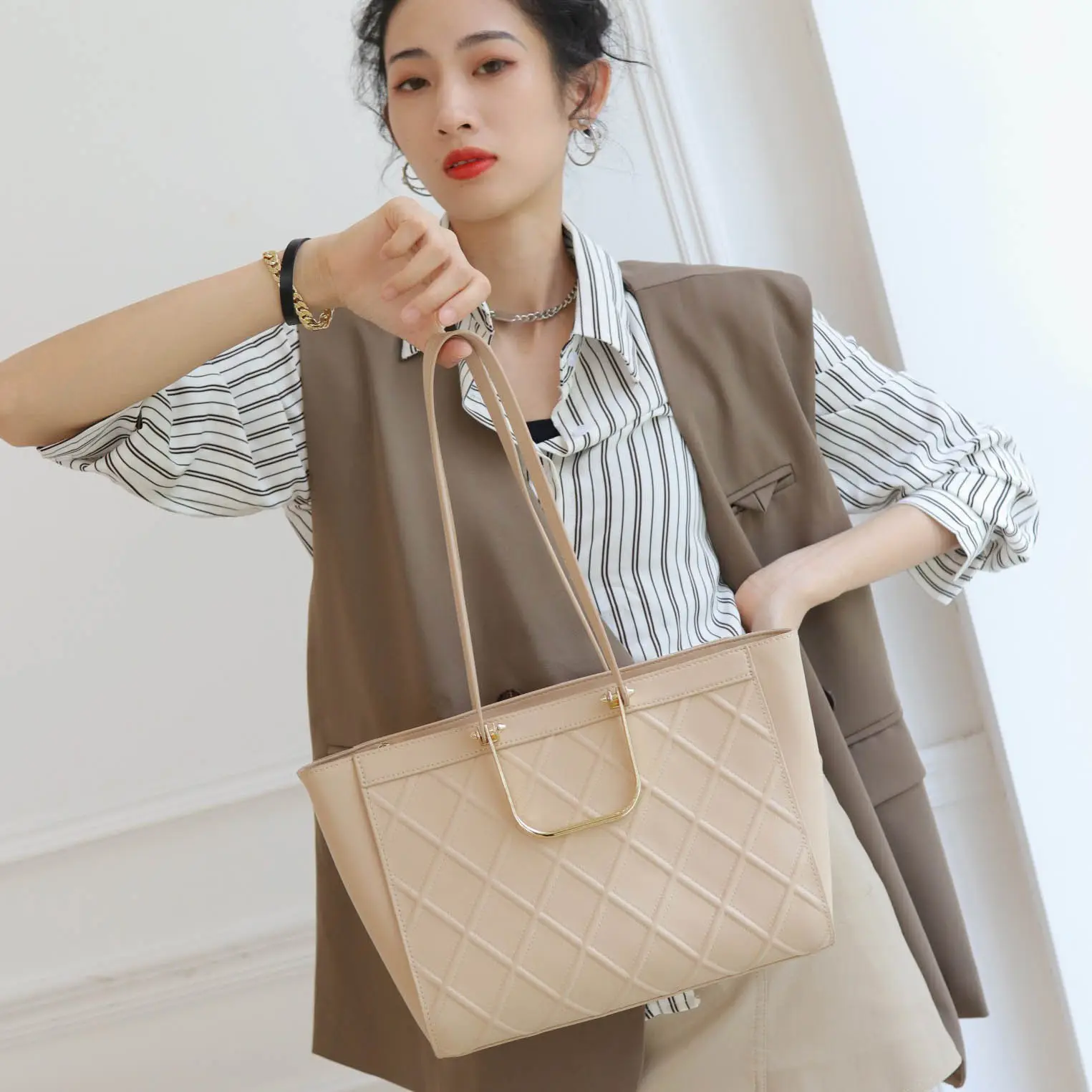 2023 fashion designer tote handbags women high quantity genuine leather shoulder bag for lady