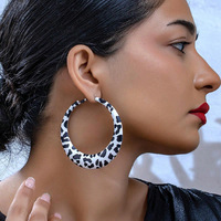 Nouvelle mode femmes imprimé léopard boucles d'oreilles luxe exagéré géométrique grand cerceau boucles d'oreilles