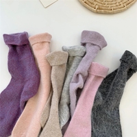 Chaussettes d'hiver longues et épaisses Kawaii, mignonnes chaussettes de noël en cachemire thermique, en laine de lapin solide pour femme