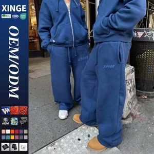 Conjunto de Sudadera con Capucha y Pantalones Anchos de Algodón 100% Pesado Estilo Urbano Personalizado con Cremallera y Pedrería para Hombre - Product Image 1