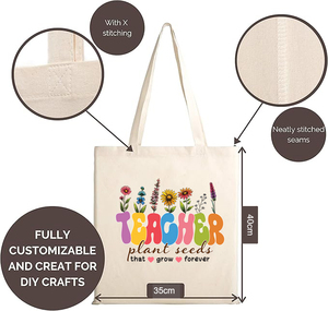 Sac en toile personnalisé, cadeaux de remerciement pour les enseignants, cadeau pour la fête des enseignants, sac fourre-tout en toile réutilisable pour femmes - Product Image 3