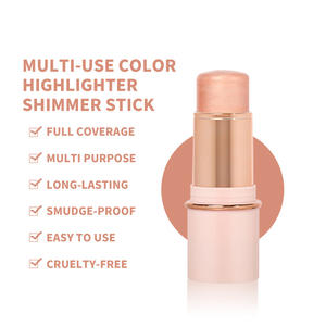 ไฮไลท์เตอร์วีแกนแบบครีม ยี่ห้อของคุณ บรรจุภัณฑ์<span class=keywords><strong>สี</strong></span>ชมพู ใช้ได้หลายจุดบนใบหน้าและผิวกาย ให้ผิวเปล่งประกาย ชิมเมอร์ บลัชออน ไฮไลท์เตอร์แบบแท่ง กันน้ำ - Product Image 1