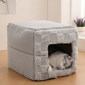 Warme kattenbed, bestseller, 2-<span class=keywords><strong>in</strong></span>-1 grijsbruin, kwaliteit, nieuw huisdierbed, bank, honden- en kattenbed - Product Image 5