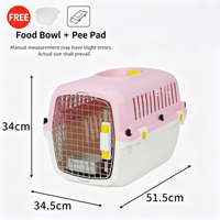 Cage de transport pour animaux de compagnie en plastique simple, respirante et détachable avec cadre en fer, boîte de transport aérien pour petits chats, plateau en plastique inclus