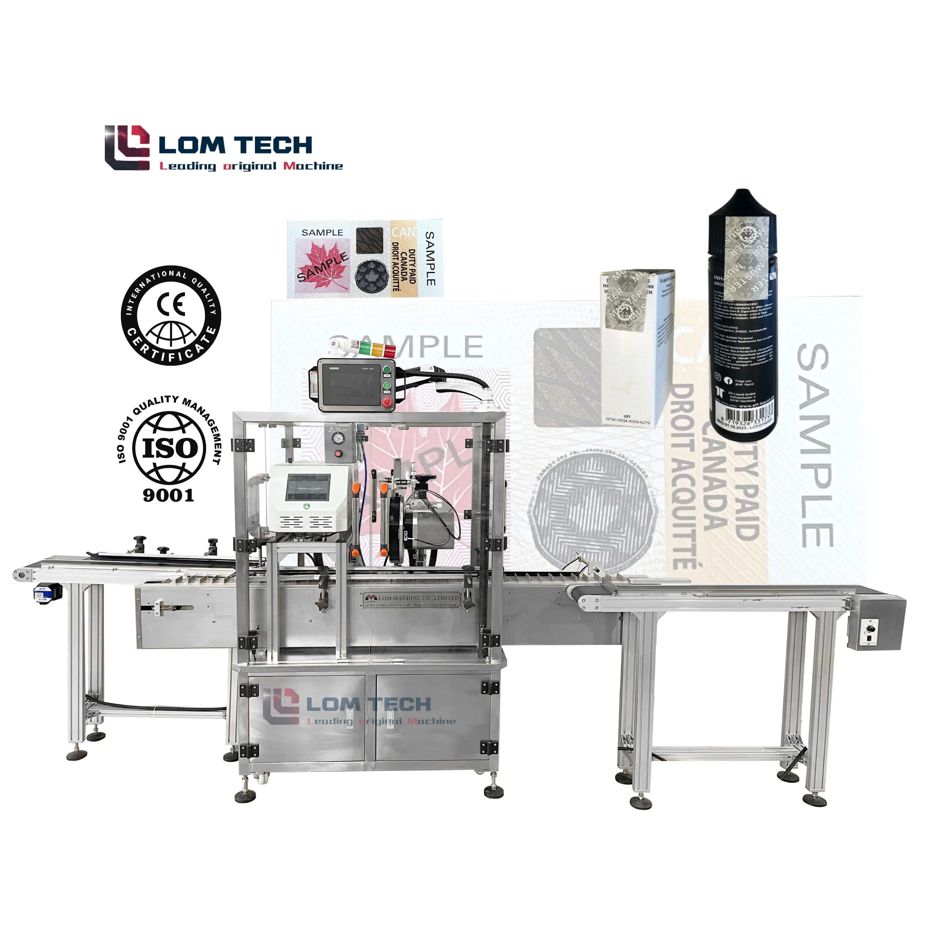 LOM2023自動接着剤税スタンプスタンピングマシン新着ラベリング印刷食品飲料化学金属PLCエンジン