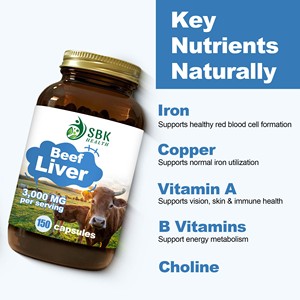 Top Selling Beef <b>Liver</b> Capsules with Iron and Copper Vitamin A Strength Endurance and Eye Vision Health B Vitamins Capsules - Product Image 3