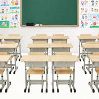 Ensemble bureau et chaise multifonctionnel pour étudiants avec design pliable et tiroir, plateau en bois et pieds chromés pour mobilier de classe à domicile