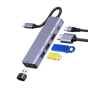 Док-станция для ноутбука 5 в 1, USB C, 4K, HDMI, 2 порта USB 3,0, 100 Вт