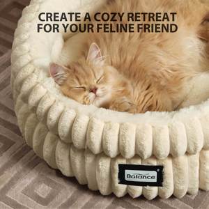 Coussin pour chat Deep Sleep Donut, forme ronde, en fausse fourrure, confortable et chaud, avec rebord haut, lavable en machine, base antidérapante - Product Image 5