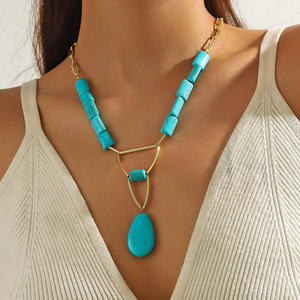 Bijoux turquoise Colliers ras du cou en argent et perles Collier pliable Boho - Product Image 2