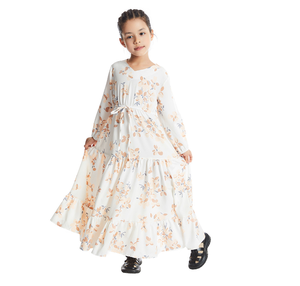 Abito Islamico per Bambini del Sud-Est Asiatico, Jalabiya Araba di Dubai con Stampa Floreale, Vestiti Musulmani per Ragazze - Product Image 5