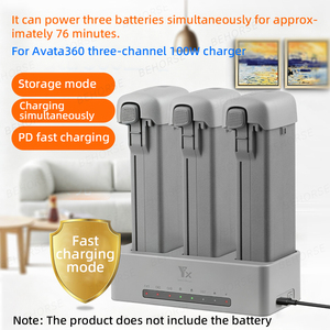 Hub de charge de <span class=keywords><strong>batterie</strong></span> pour <span class=keywords><strong>DJI</strong></span> <span class=keywords><strong>Avata</strong></span>, chargeur trois voies 360, station de charge rapide 100W avec câble de charge, accessoire pour drone - Product Image 6