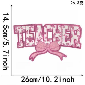2025 Popular Nuevo Día del maestro parche de diseñador grande personalizado Chenille bordado brillo arco parches transferencia de calor para ropa - Product Image 3