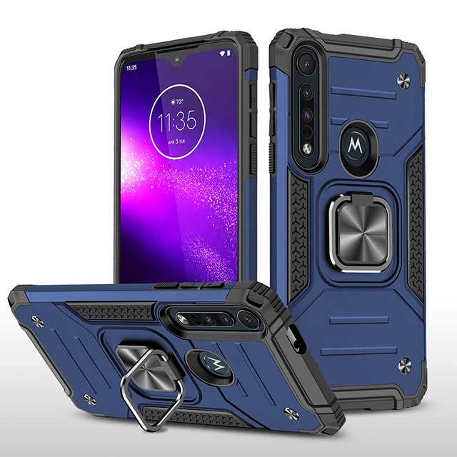 Unique Ring Holder Kickstand Magnetic TPU PC Phone Cover Accessories case for Motorola One Macro / G8 Plus /Play