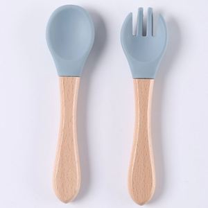 Cuchara de entrenamiento para bebés que aprenden a comer, cuchara con mango corto, cuchara de silicona para alimentos de bebé - Product Image 4