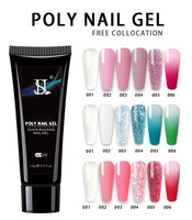 Kit Professionnel de Gel Poly Pour Extension d'Ongles FEO Marque Privée 6 Couleurs Gel Poly Acrylique Pailleté Avec Lampe
