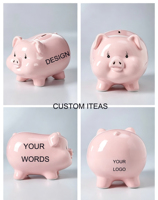 Tirelire en céramique bleue en forme de cochon, pot à monnaie pour la décoration intérieure, cadeau, tirelire en forme de cœur rose pour filles et garçons